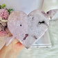 Classy & Fabulous Uniquely Carved Large Pink Amethyst Heart with Arrow 584grams