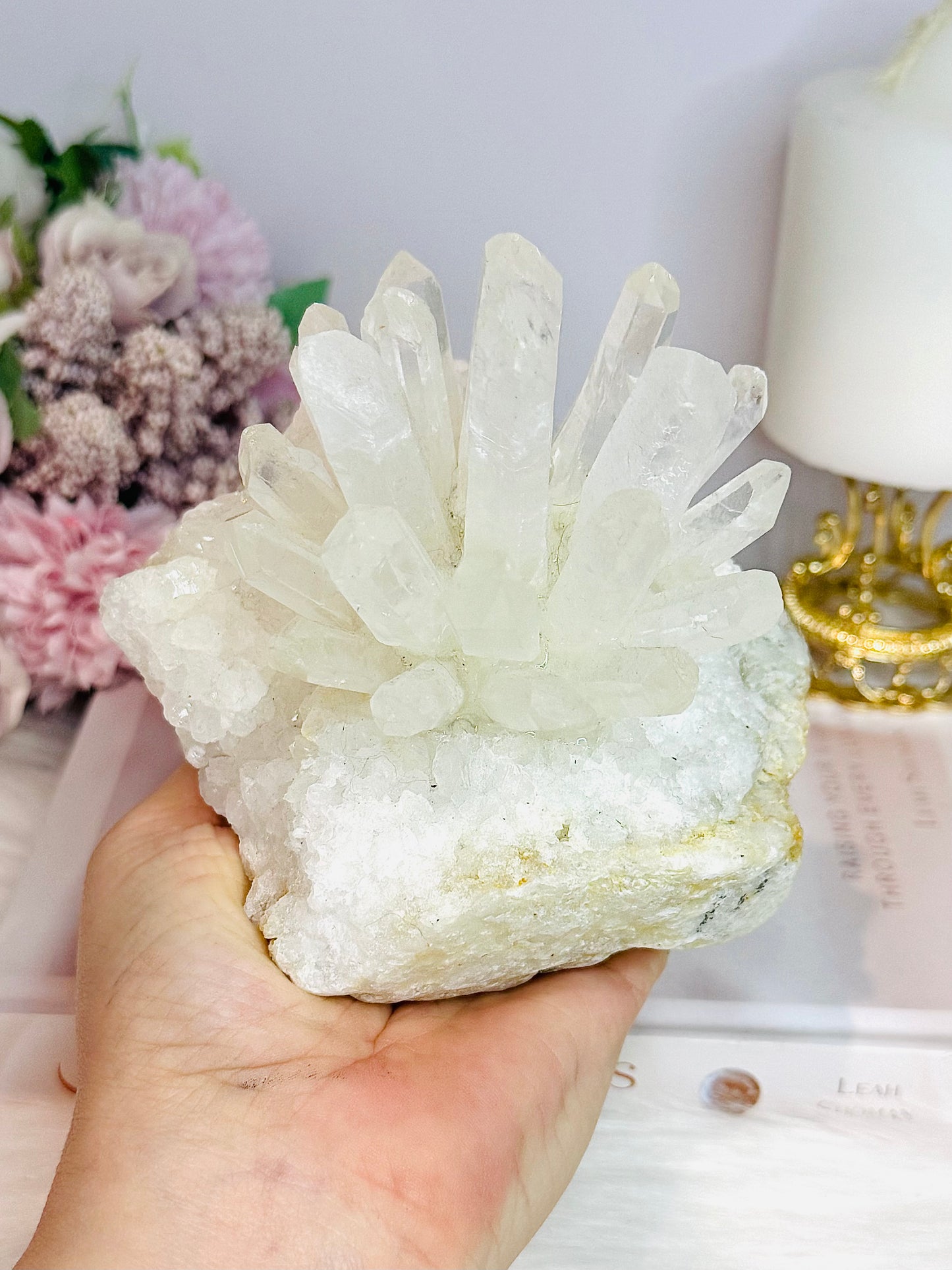 Large Clear Quartz Pineapple Lamp on Light Stand 810g