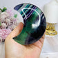 High Grade Rainbow Fluorite Moon on Stand 9.5cm 273g (light used in photo)