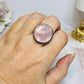 Large Silver Rose Quartz Round Ring Size 9