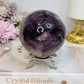 Large High Grade Phantom Amethyst Sphere with Rainbows On Stand 665g