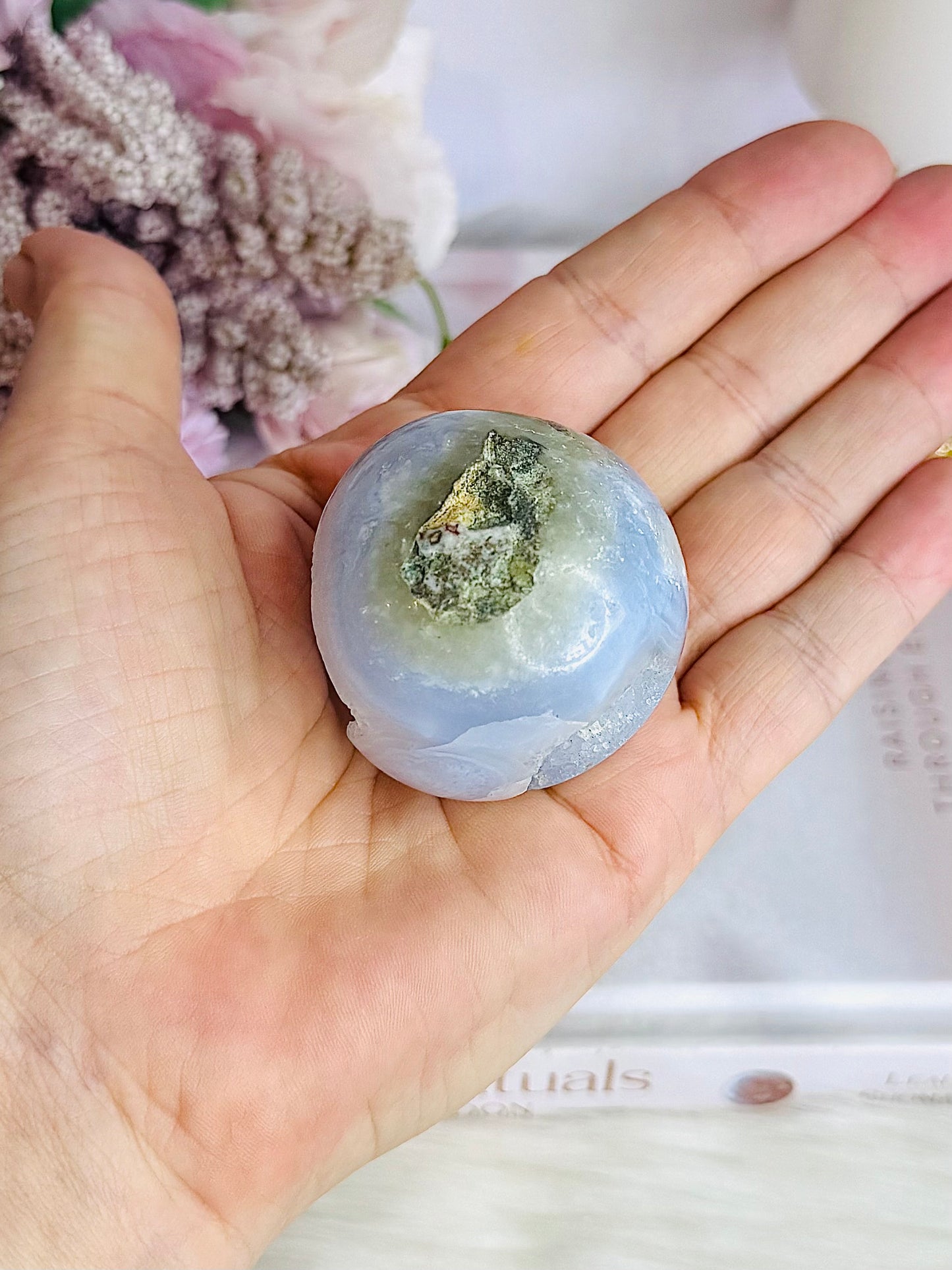 Blue Lace Agate Druzy Sphere On Stand 4.5cm