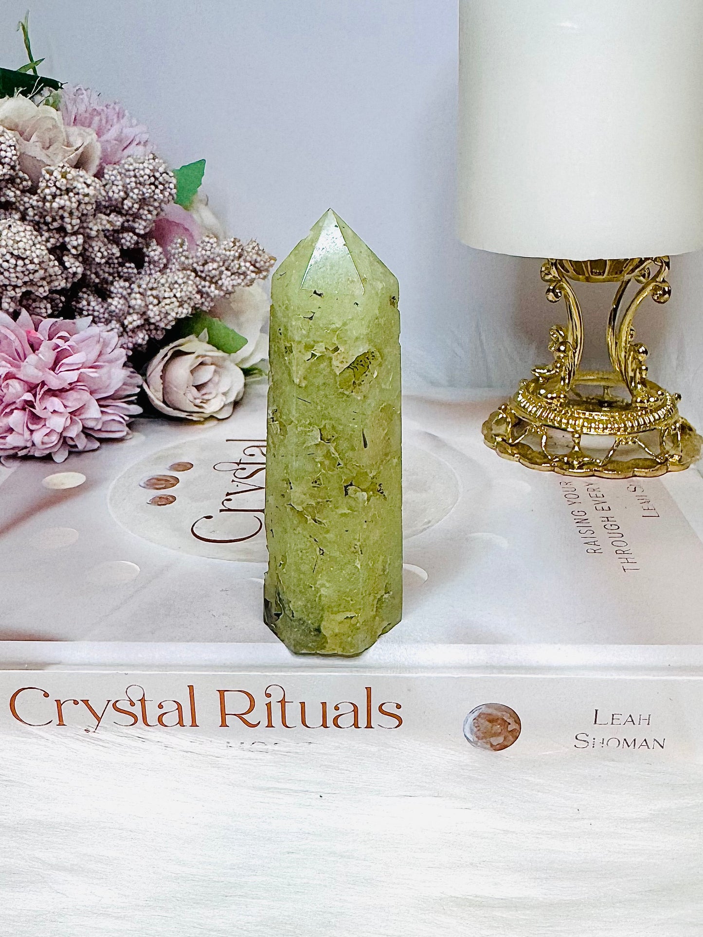Natural Prehnite Tower | Point 8cm