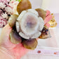 How Beautiful!!! Large Stunning Druzy Agate Lotus Flower Carving 519grams