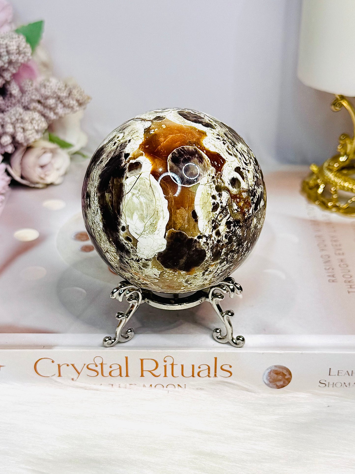 Large Money Agate Sphere on Stand 399g