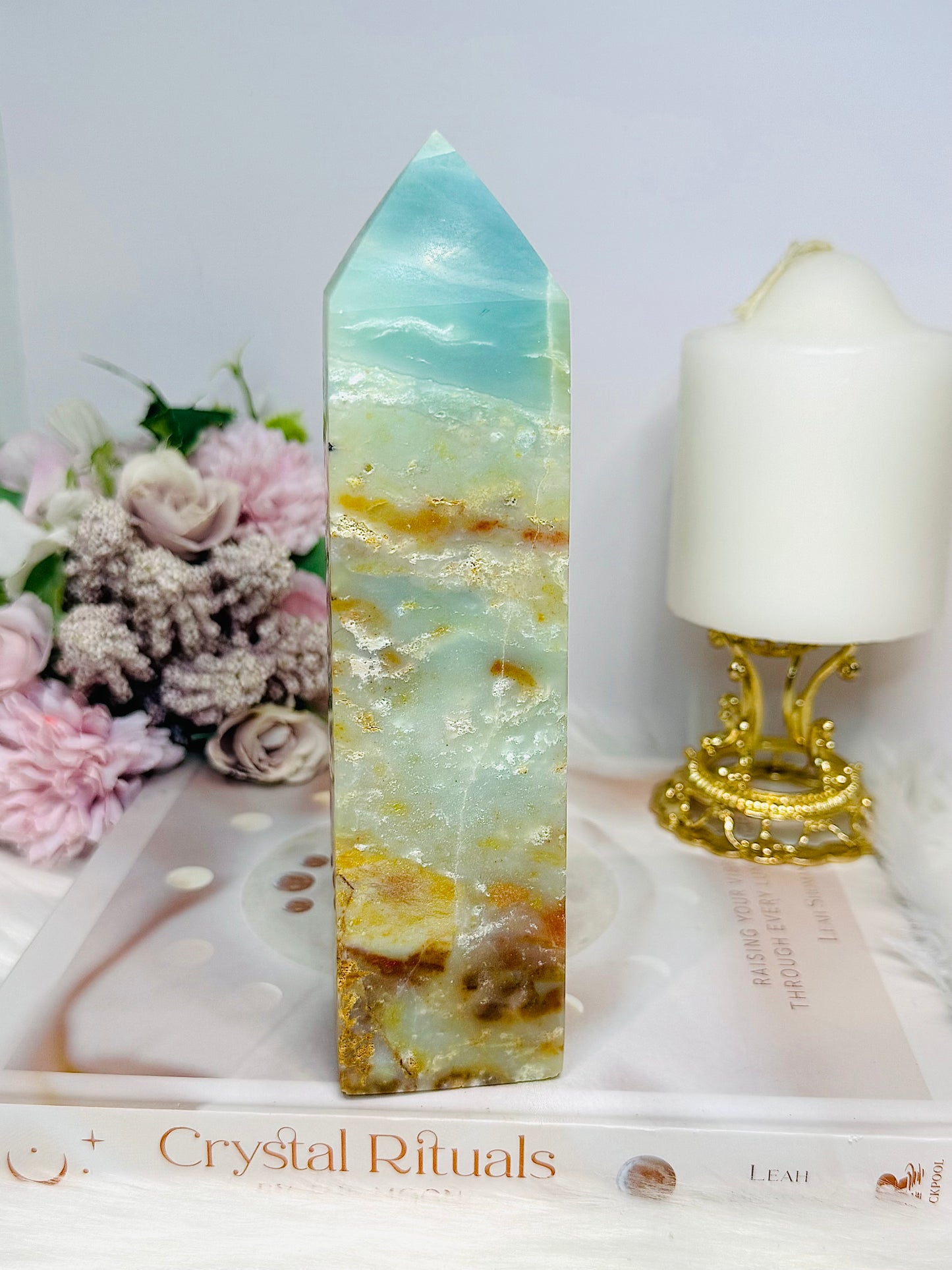 Large Sky Stone Quartz Druzy Tower 18cm