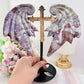 Fabulous Large 22cm (inc stand) Purple Ocean Jasper Chunky Wings on Cross Stand