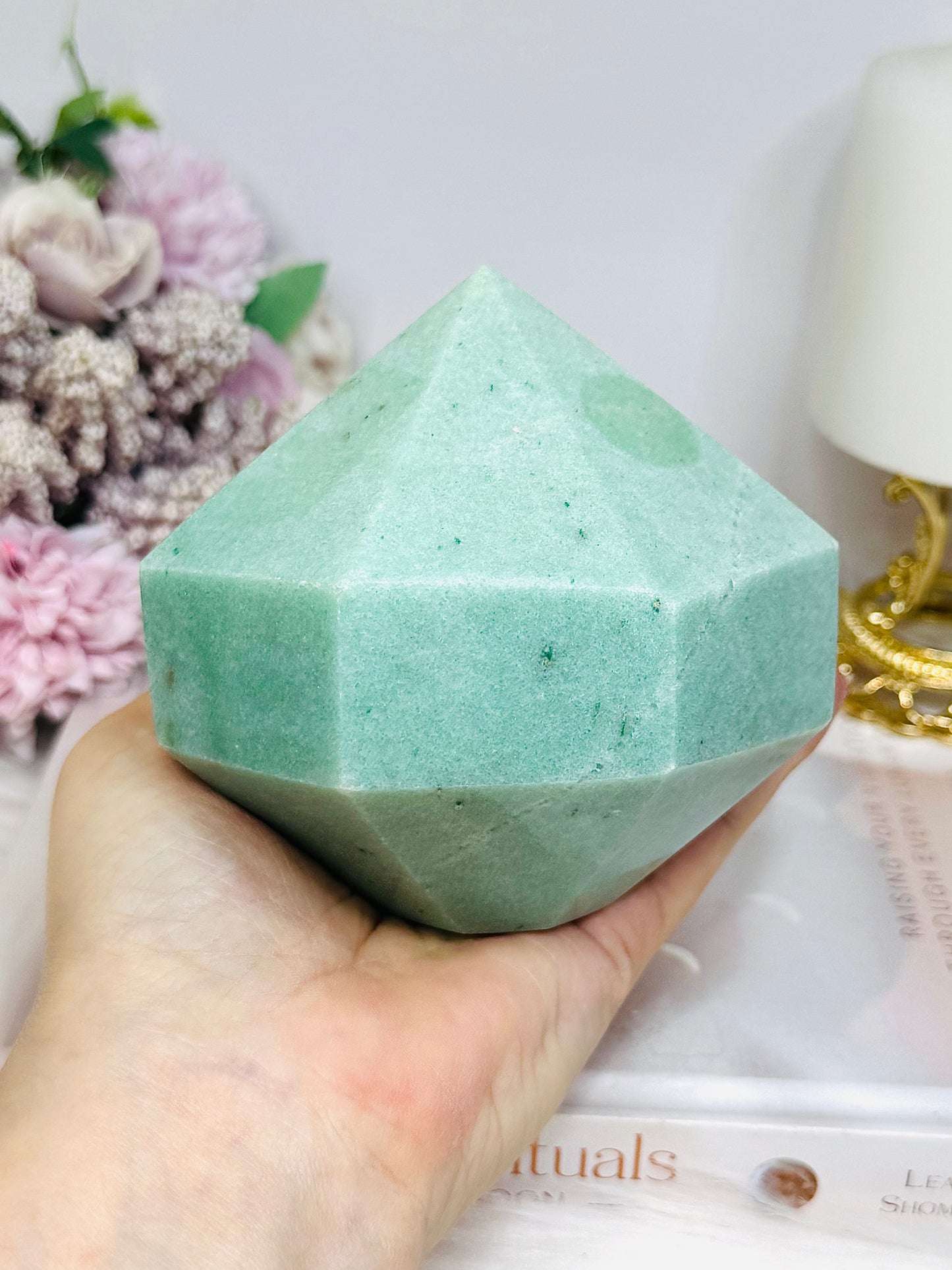 Unique Large Amazonite 8 Sided Freeform 1.17KG (sticker marks on crystal)