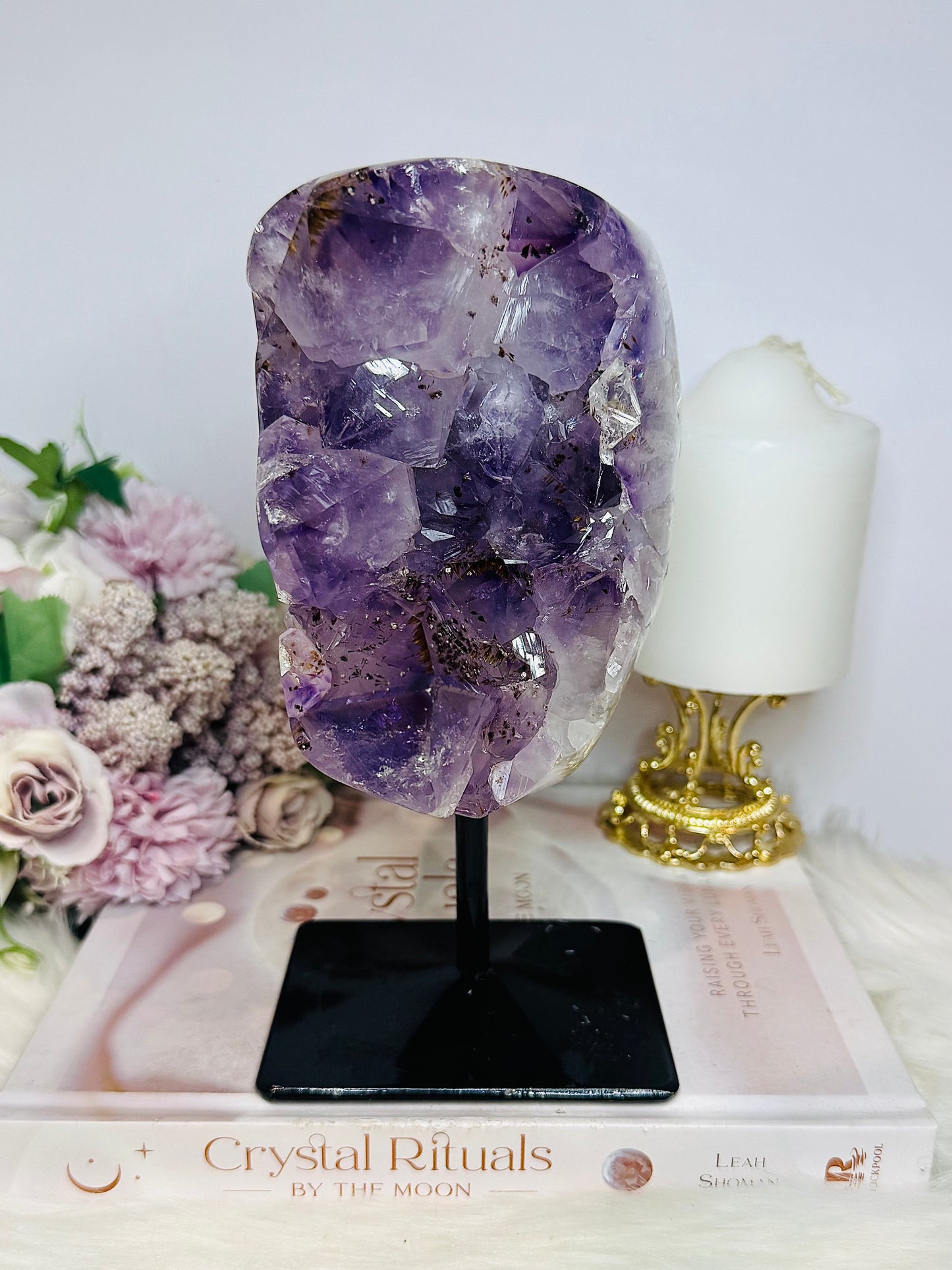 Large High Grade Amethyst with Goethite Inclusions Cluster Freeform On Stand 20cm 2.26KG