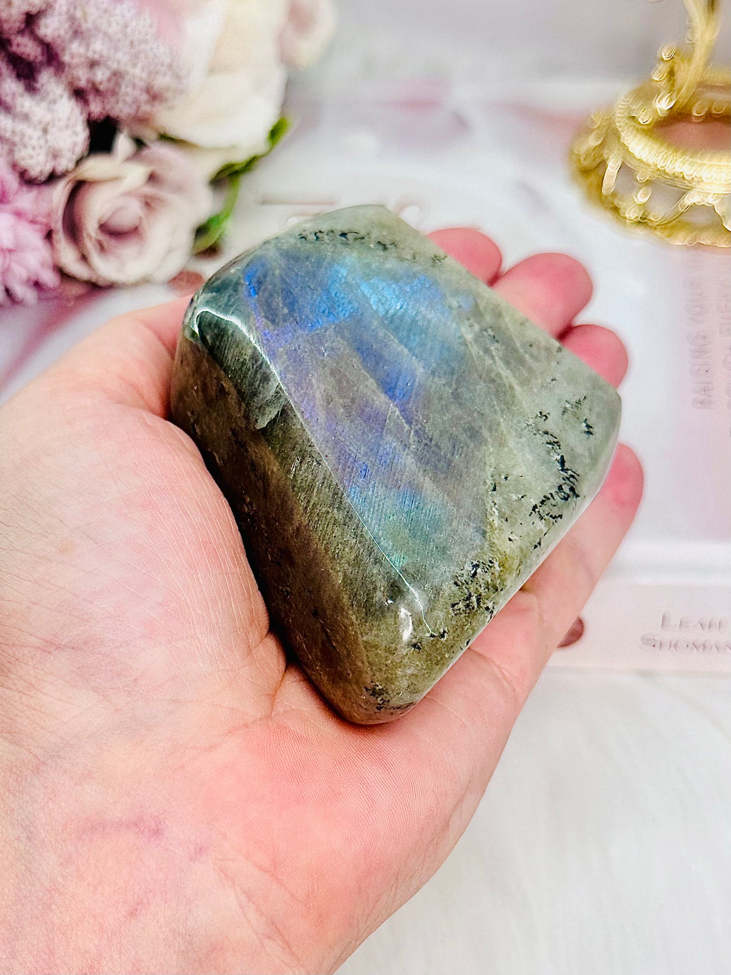 Beautiful Labradorite Polished Freeform 317grams with Blue & Purple Flash