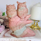 Incredibly Carved Huge Pink Opal Owls 16.5cm 1.15KG