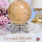 Large Peach Moonstone Sphere with Amazing Flash On Stand 478g