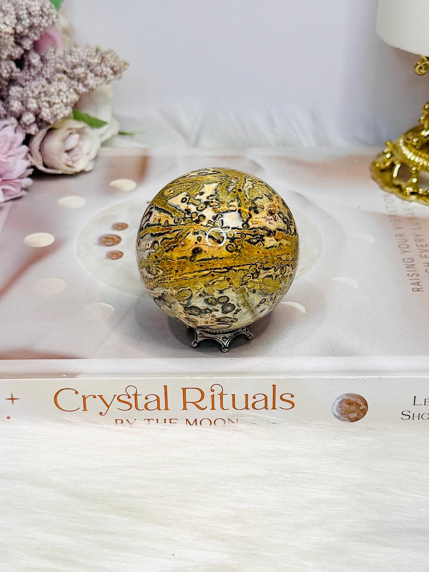 Leopard Skin Jasper Sphere on Stand 162g