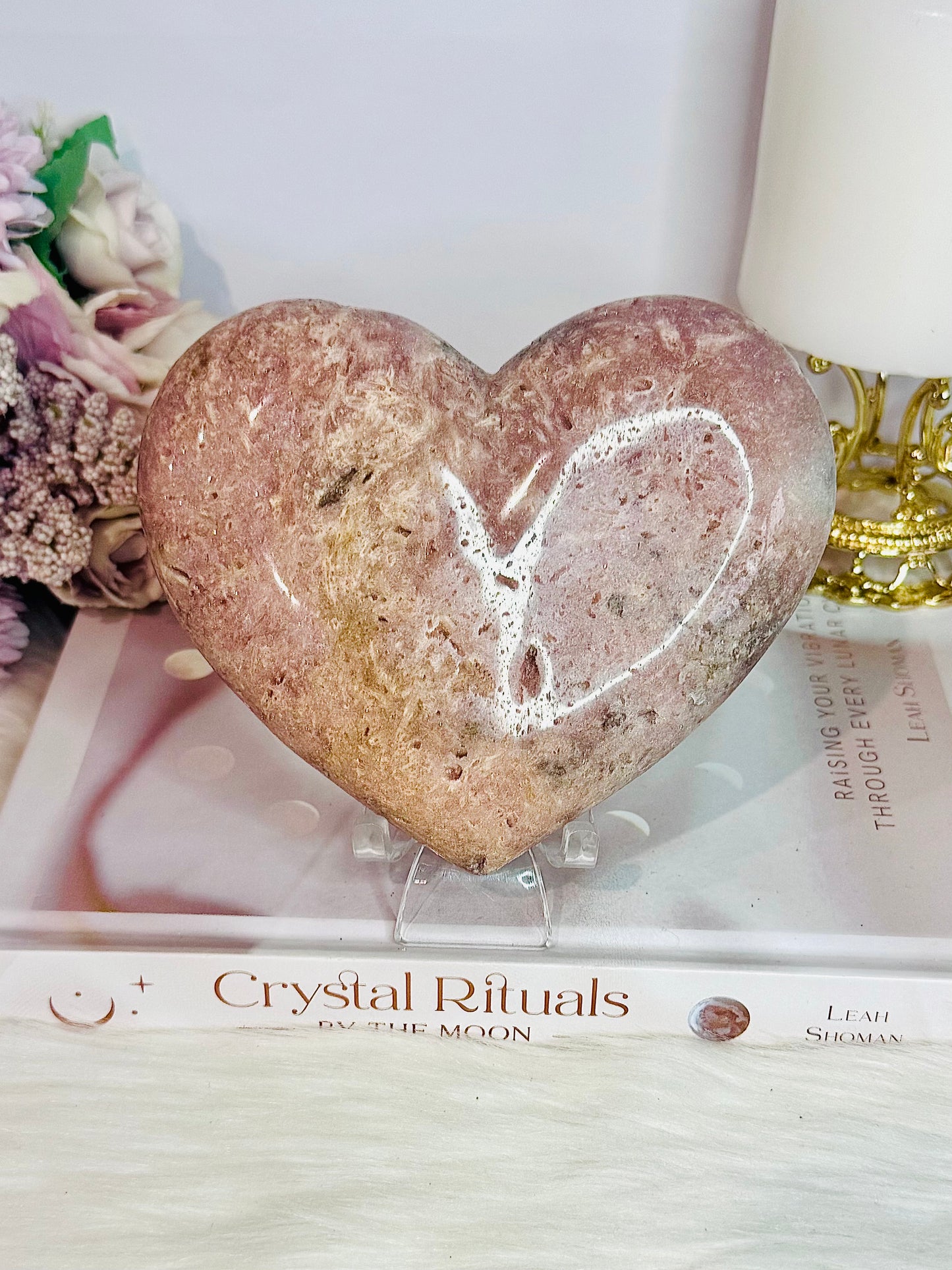 Large Pink Amethyst Chunky Heart On Stand 592gram