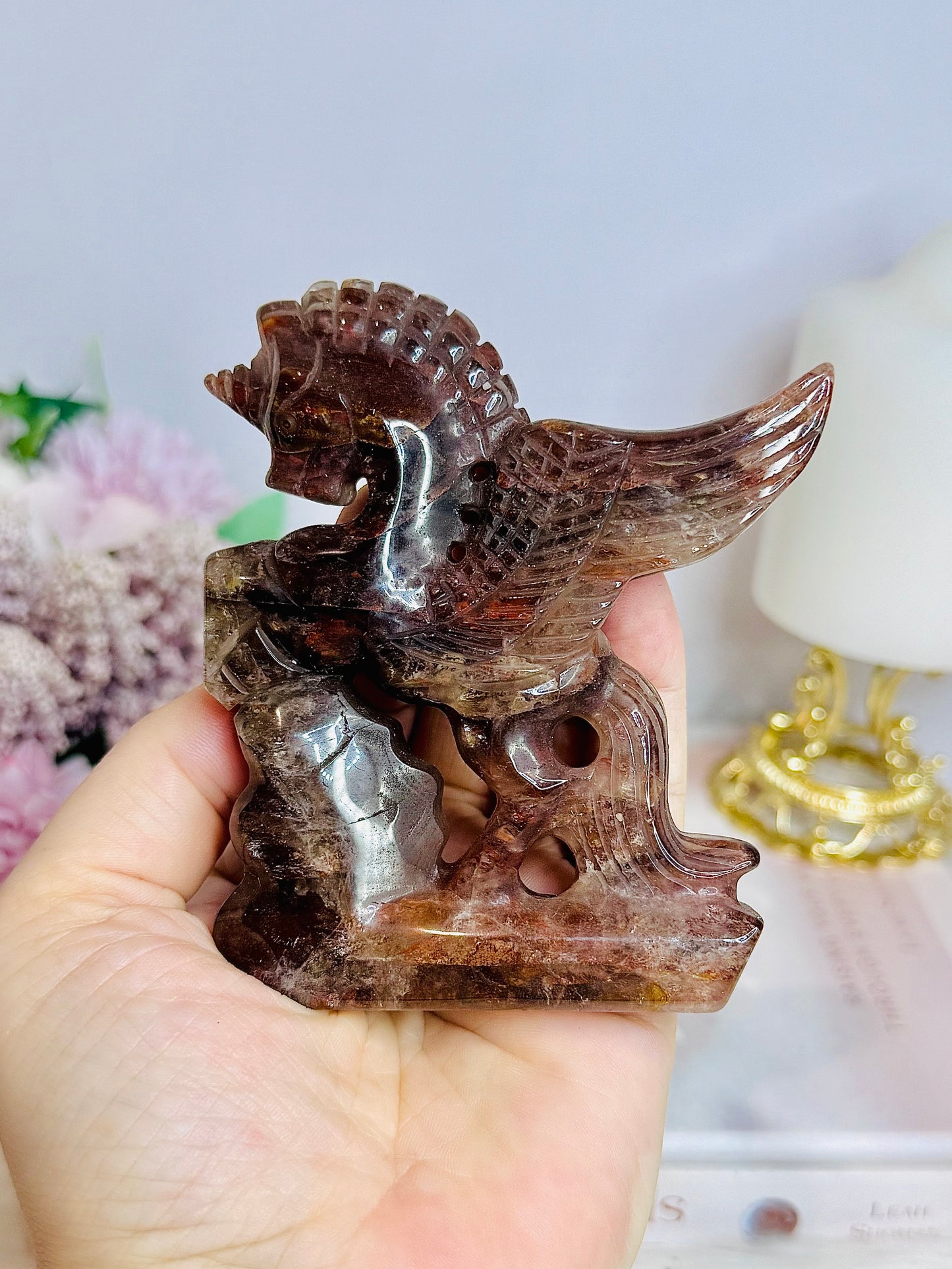 Fire Quartz Carved Unicorn 10cm