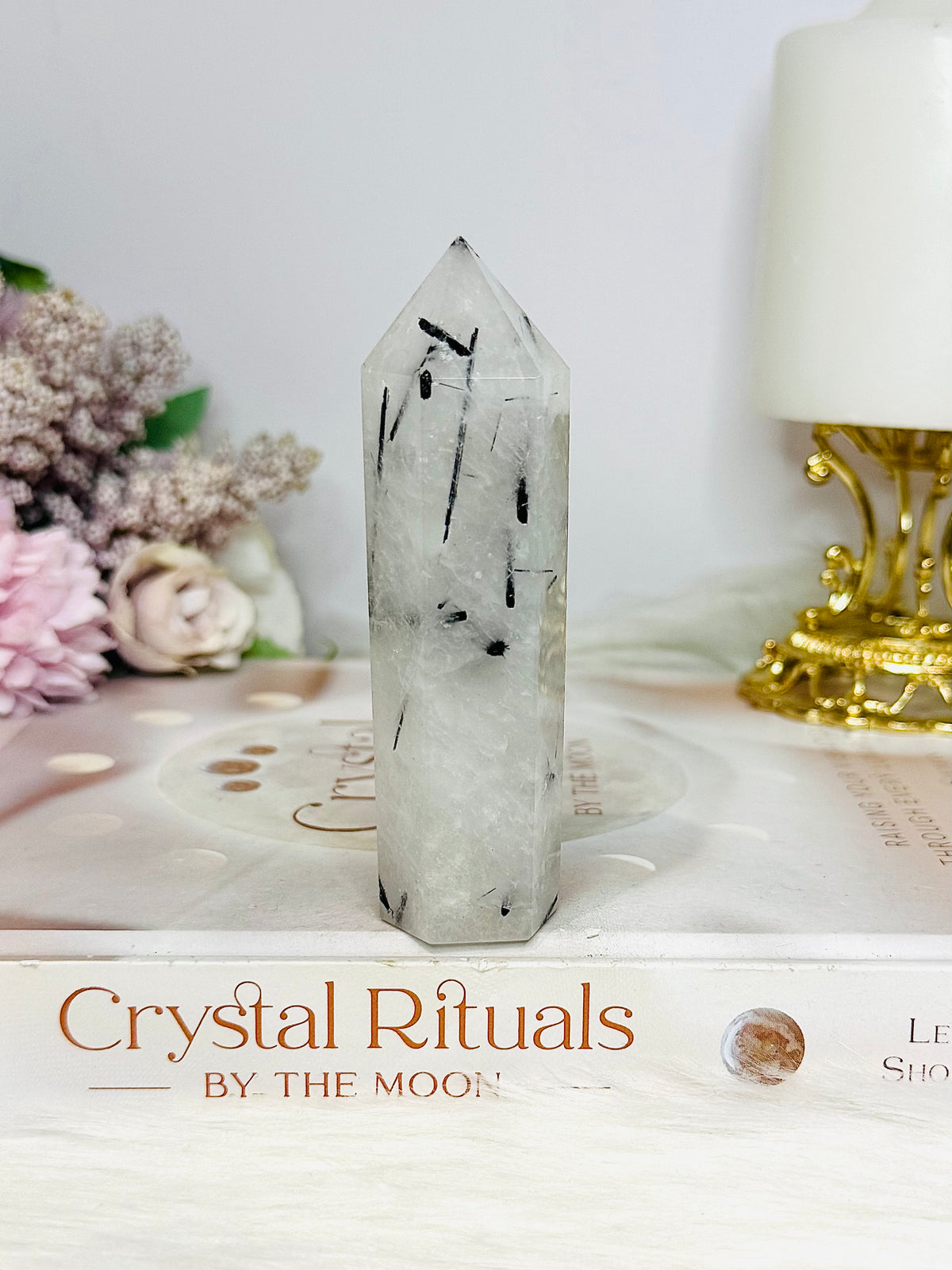 Black Tourmaline In Quartz Tower 9.5cm