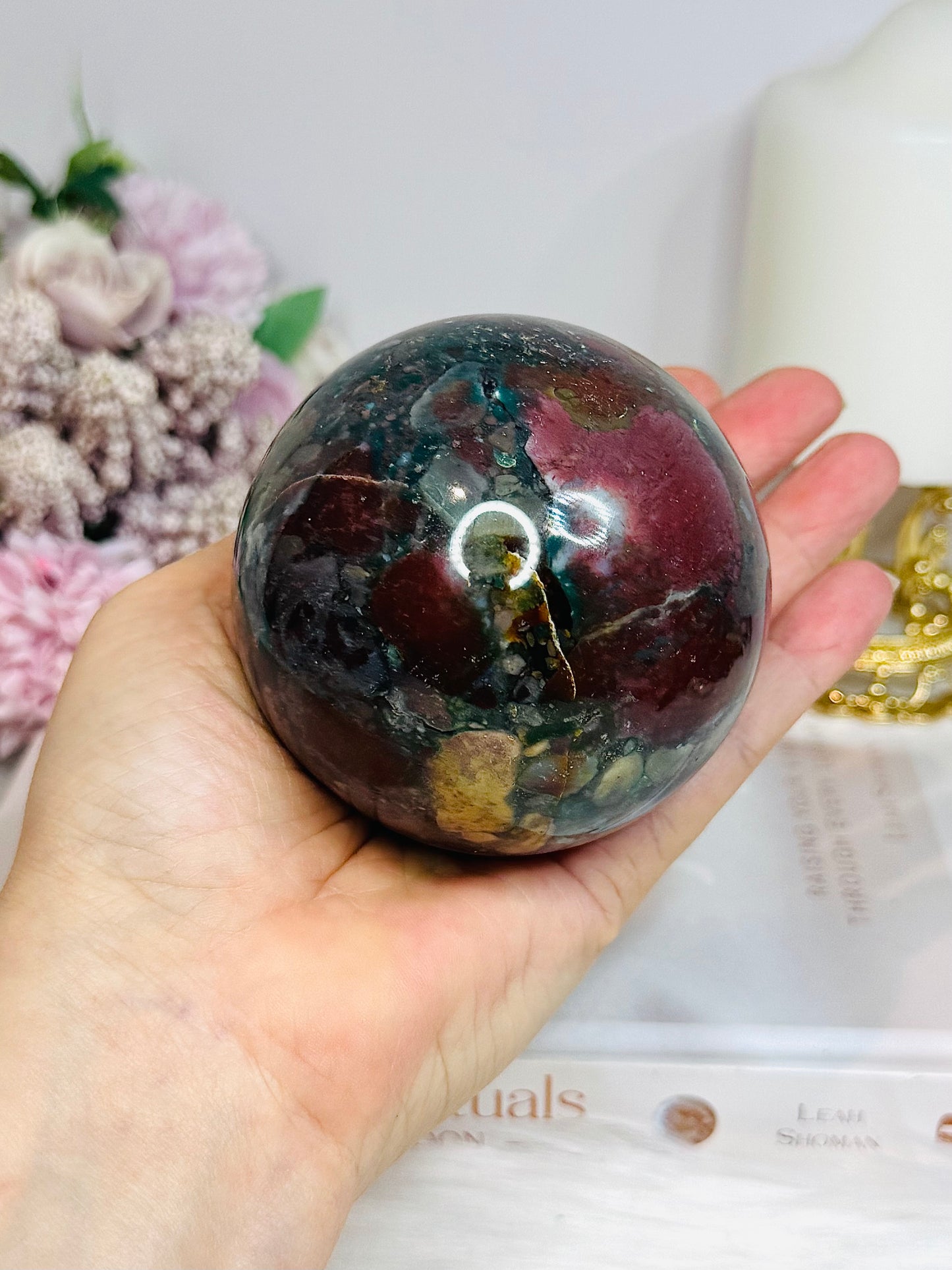 Large Jasper Sphere On Stand 620g