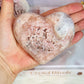 Beautiful Puffy Druzy Pink Amethyst Carved Heart On Stand