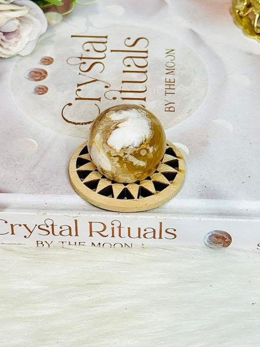 Small Flower Agate Sphere on Stand