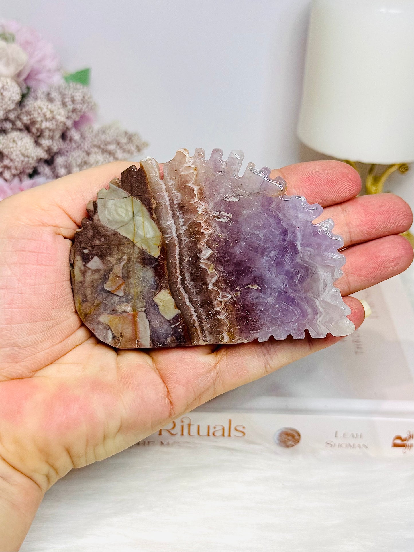 Amethyst X Agate Carved Fish 8cm