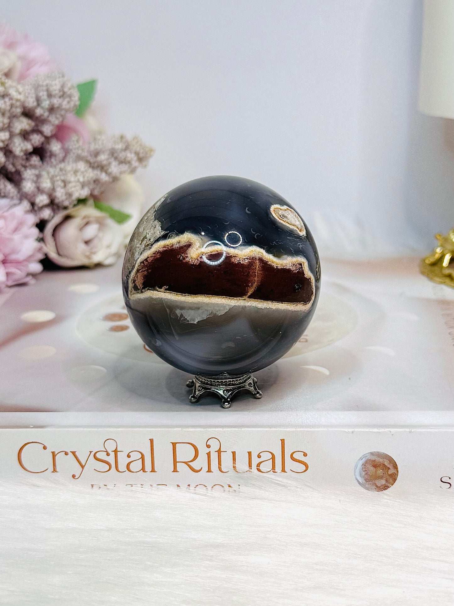 Volcano | Football Agate Sphere On Stand 216g