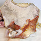 A Collectors Piece ~ High Grade Natural Pink Amethyst Druzy Slice | Slab with Gold Plating on Gold Stand 496g
