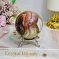 Large Mexican Crazy Lace Agate Druzy Sphere on Stand 376g