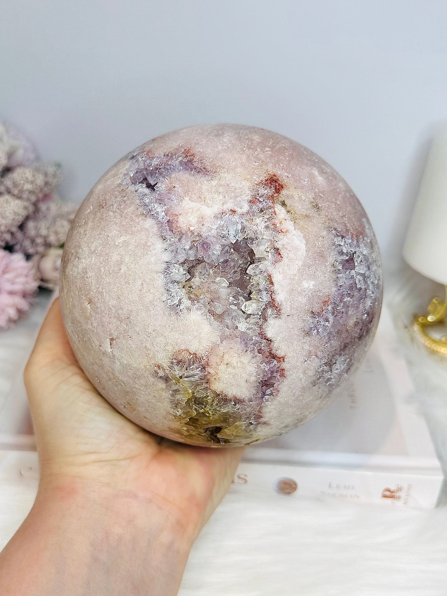 A Collectors Piece ~ Huge Druzy Pink Amethyst High Grade Sphere On Stand 2.7KG 12cm