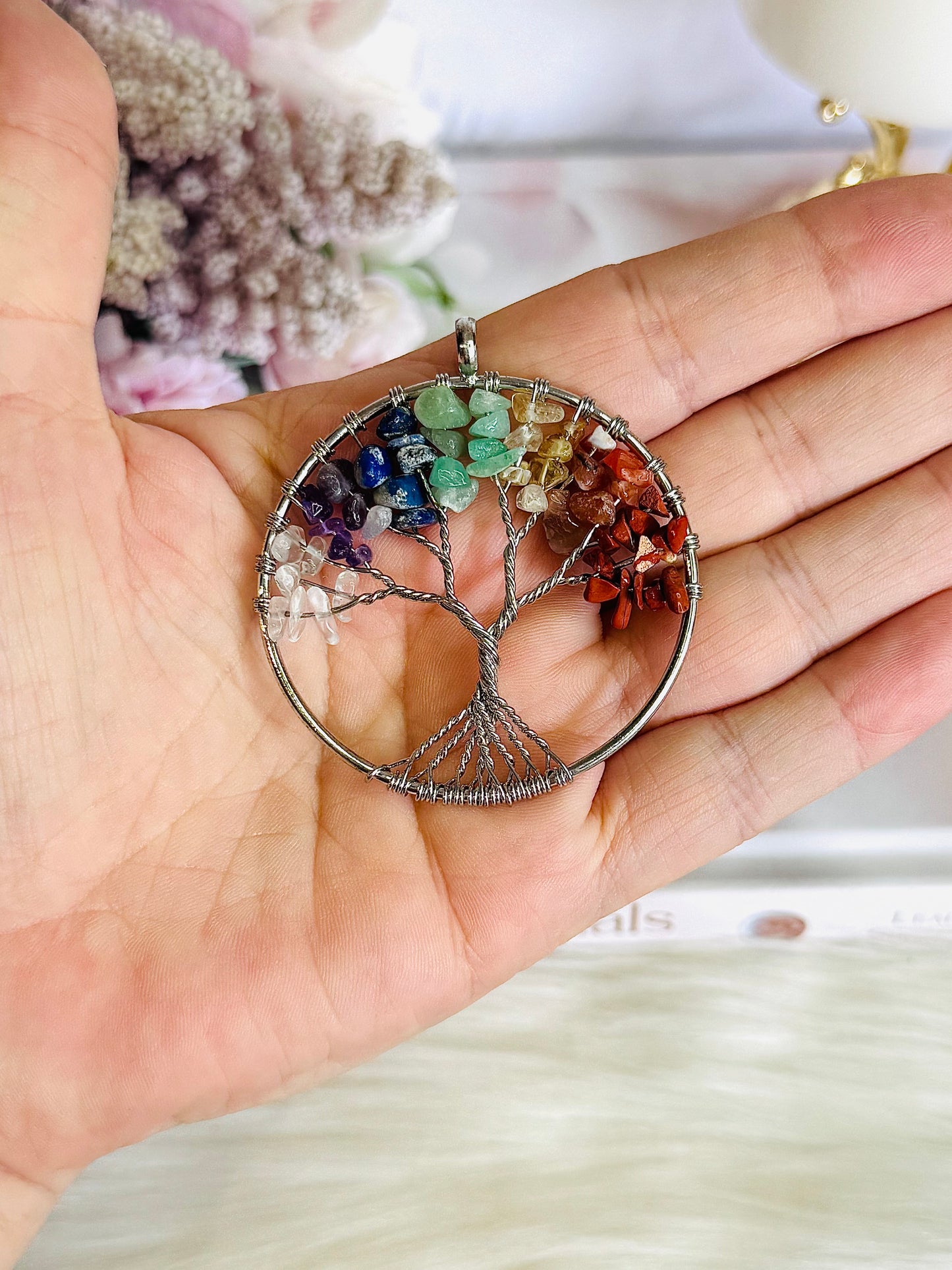 ⚜️ SALE ⚜️ ~ Large Crystal Chip Chakra Pendant