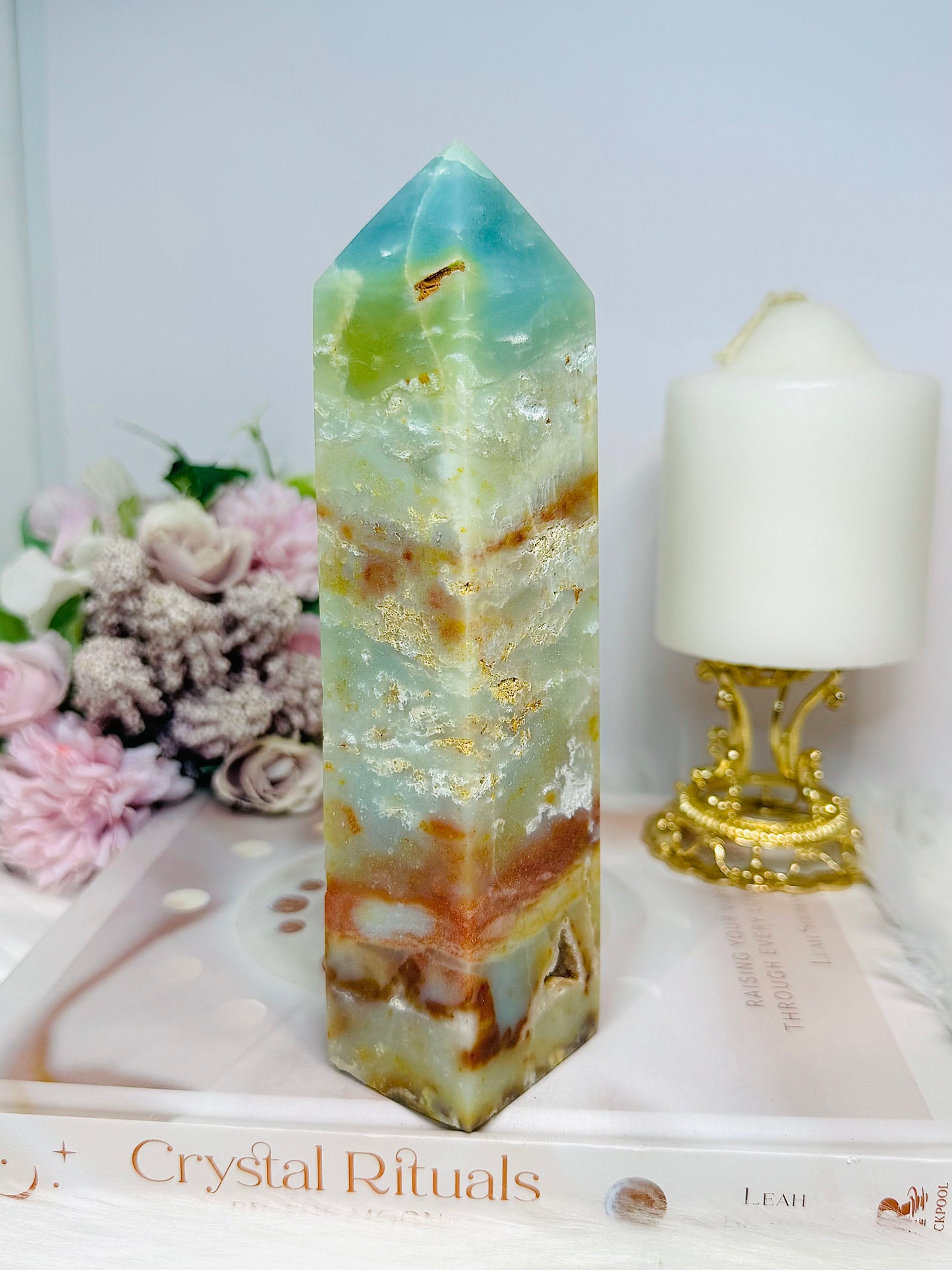 Large Sky Stone Quartz Druzy Tower 18cm