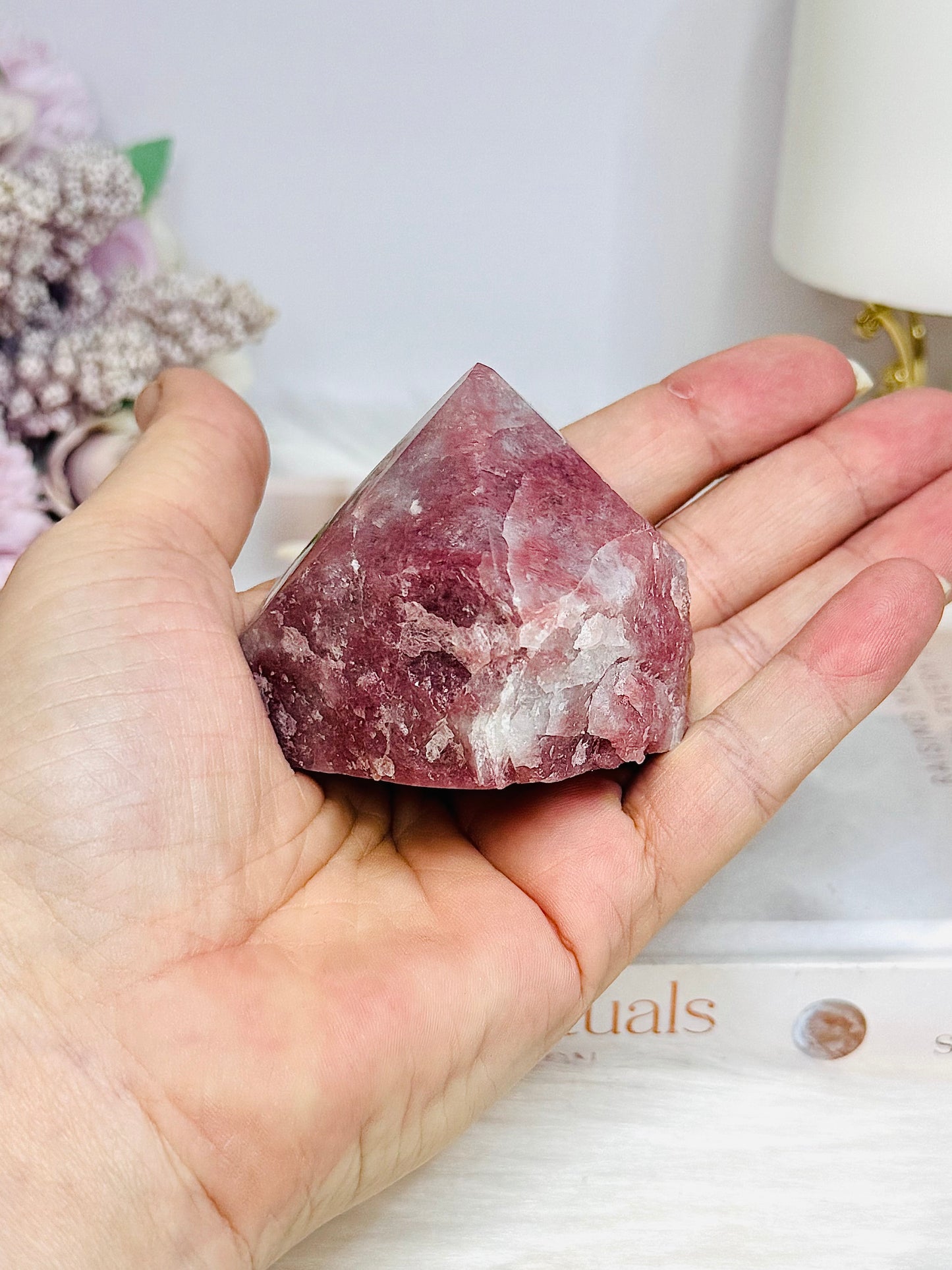 Strawberry Quartz Polished Top Freeform (natural fracture line in top)
