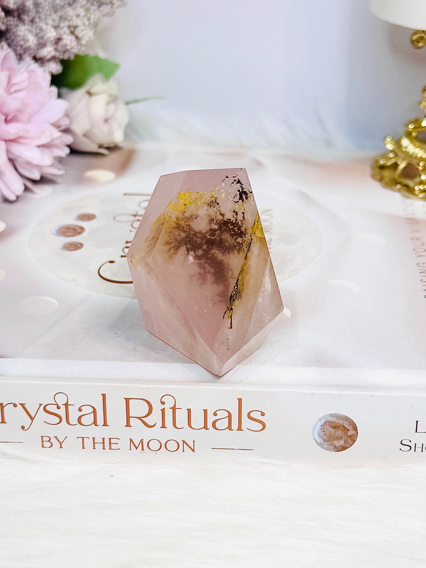 Natural Rose Quartz Freeform with Fern Tree Dentrictic Inclusions 5.5cm