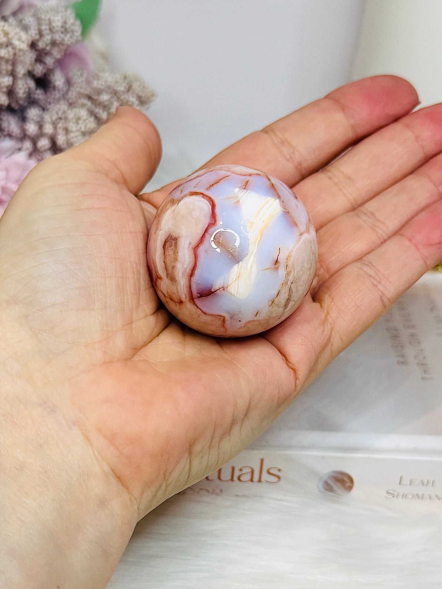 Flower Carnelian Sphere On Stand 110g
