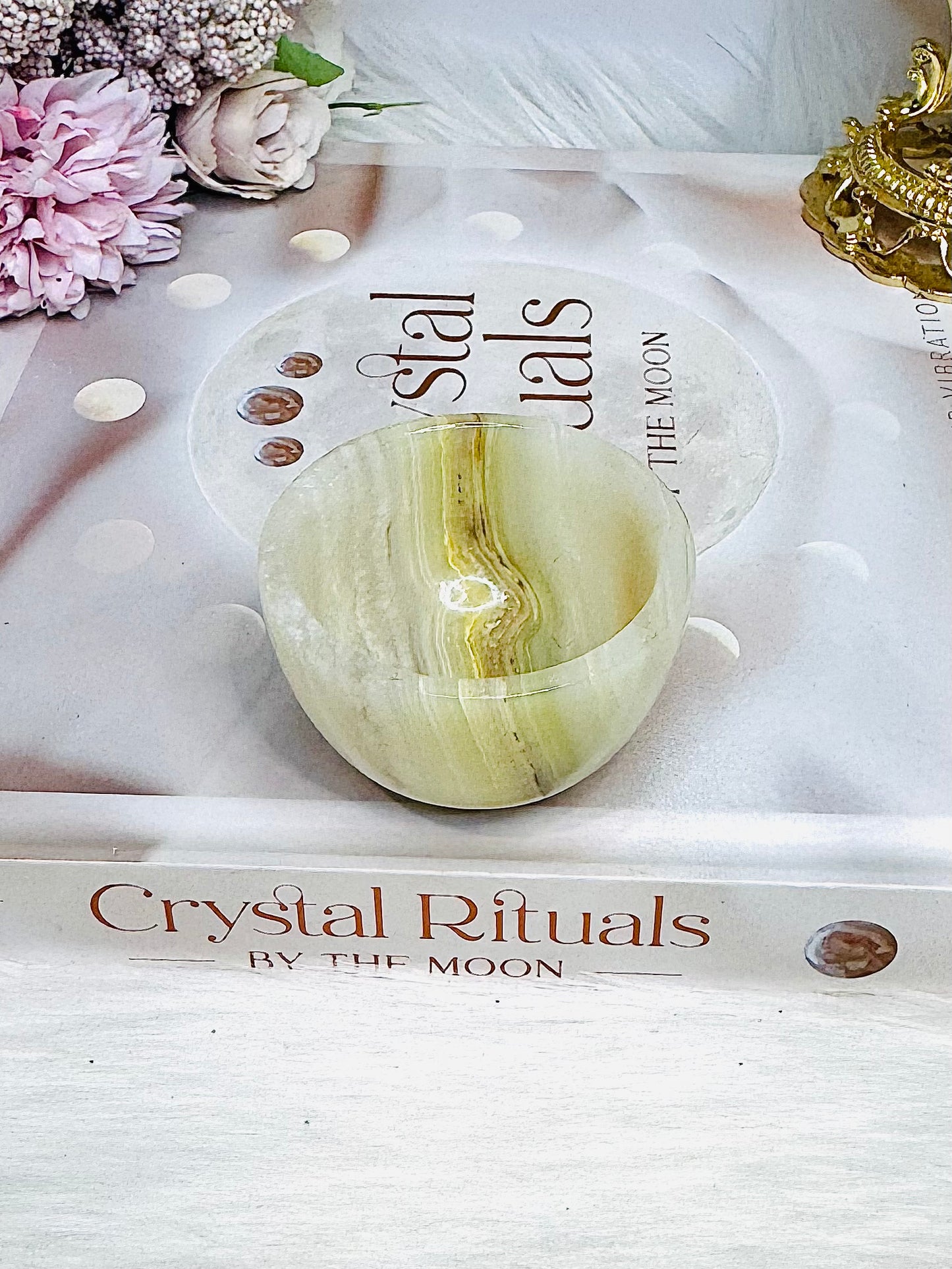 Small Green Onyx Carved Bowl