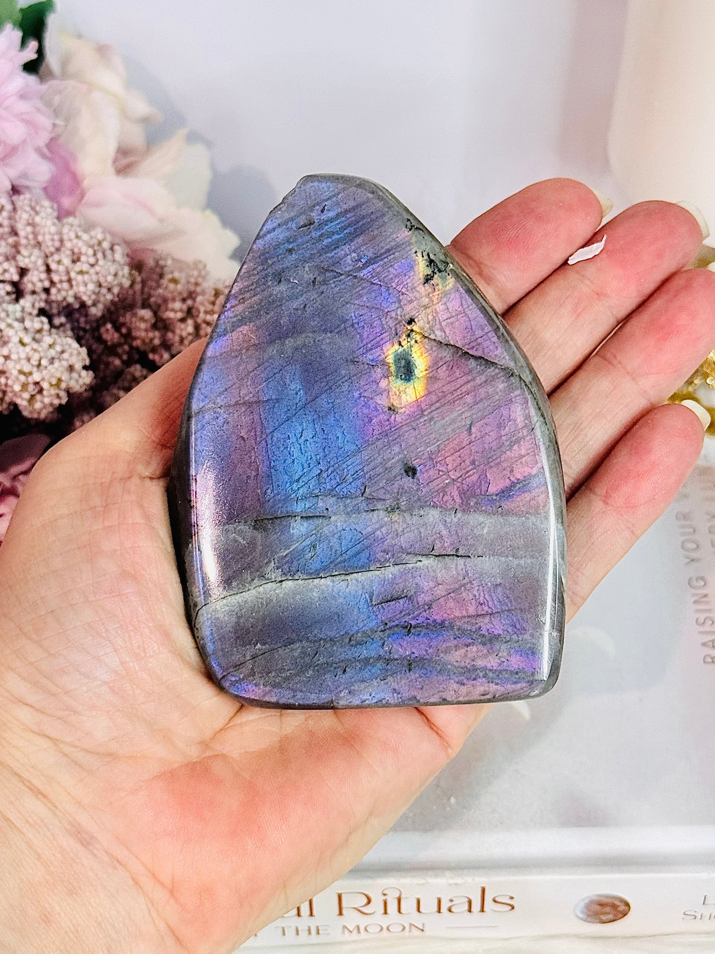 Incredible Pink, Purple & Blue Flash Natural Labradorite Polished Freeform 330grams