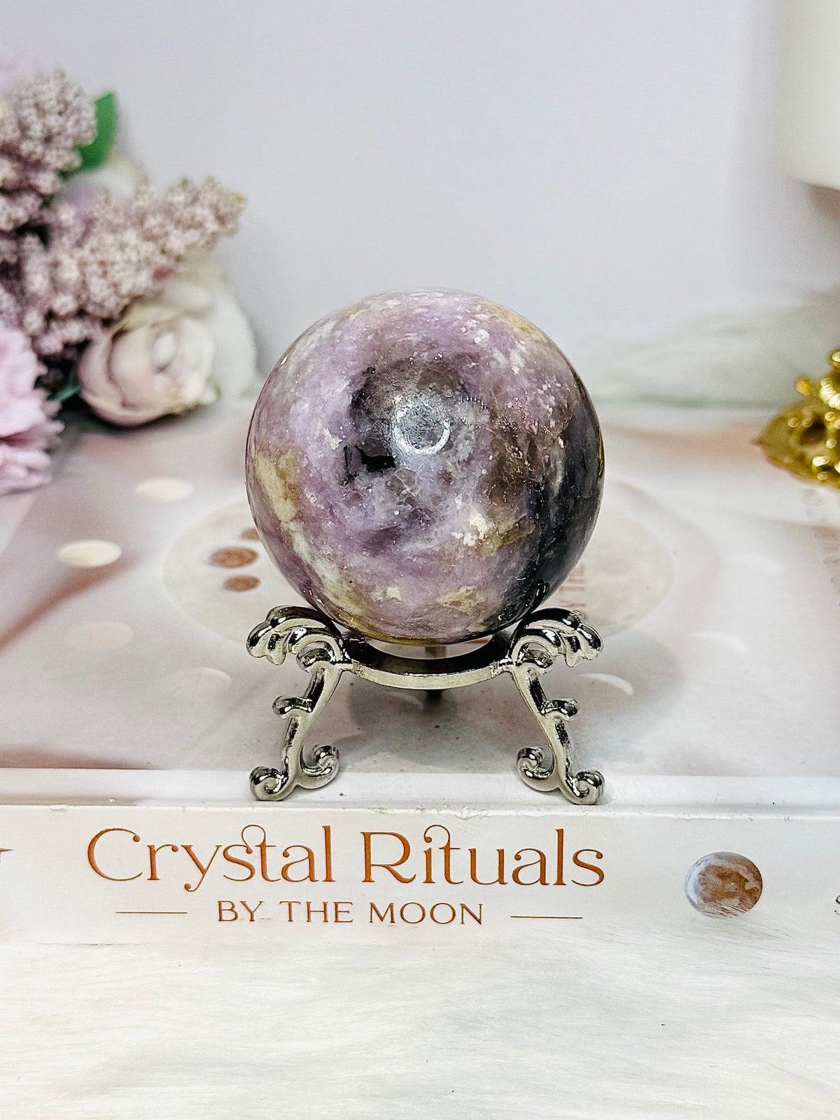 Pink Tourmaline Sphere on Stand 206g