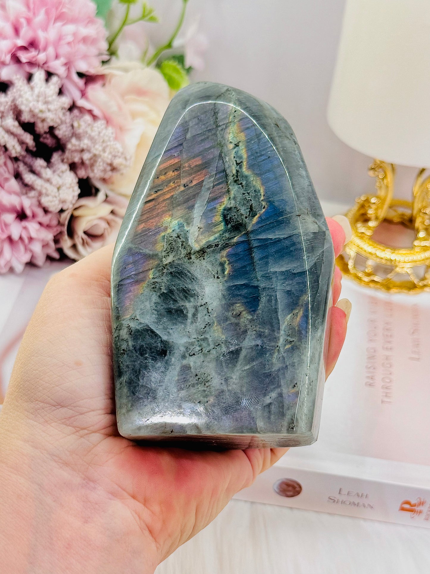 Gorgeous Large 11cm Chunky 509gram Polished Labradorite Freeform with Amazing Flash