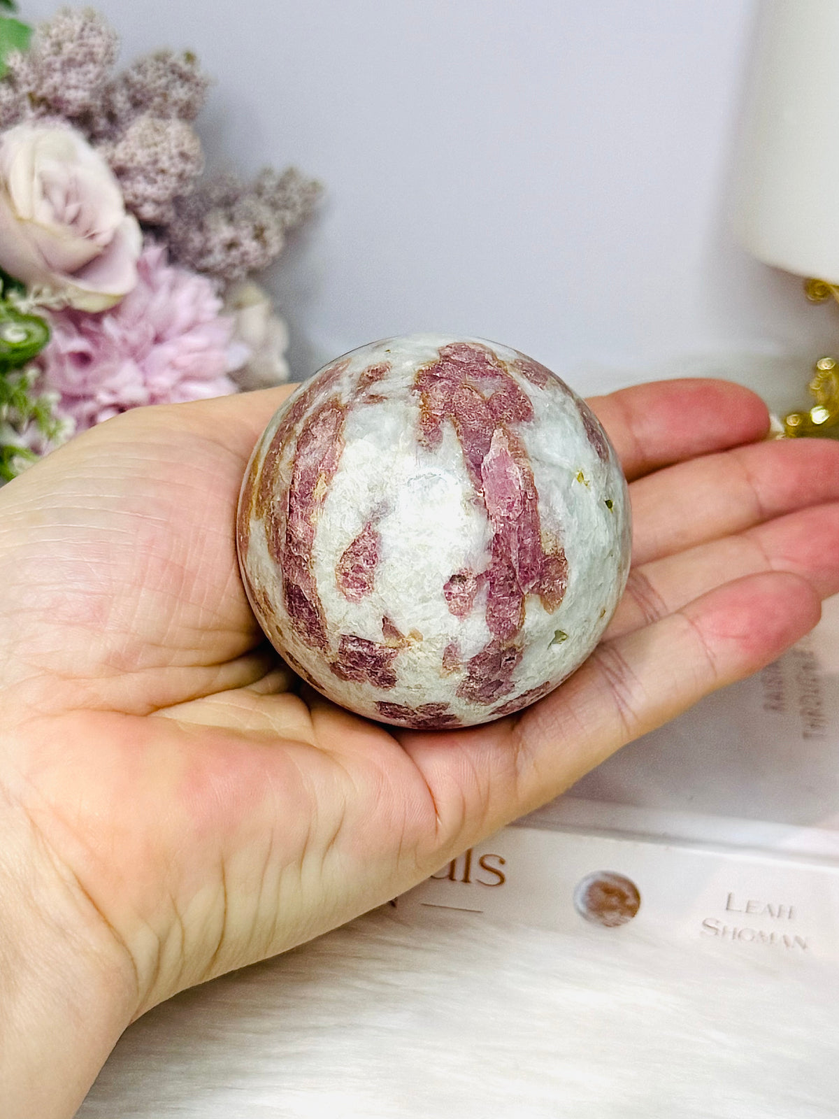 Pink Tourmaline Sphere On Stand 266g