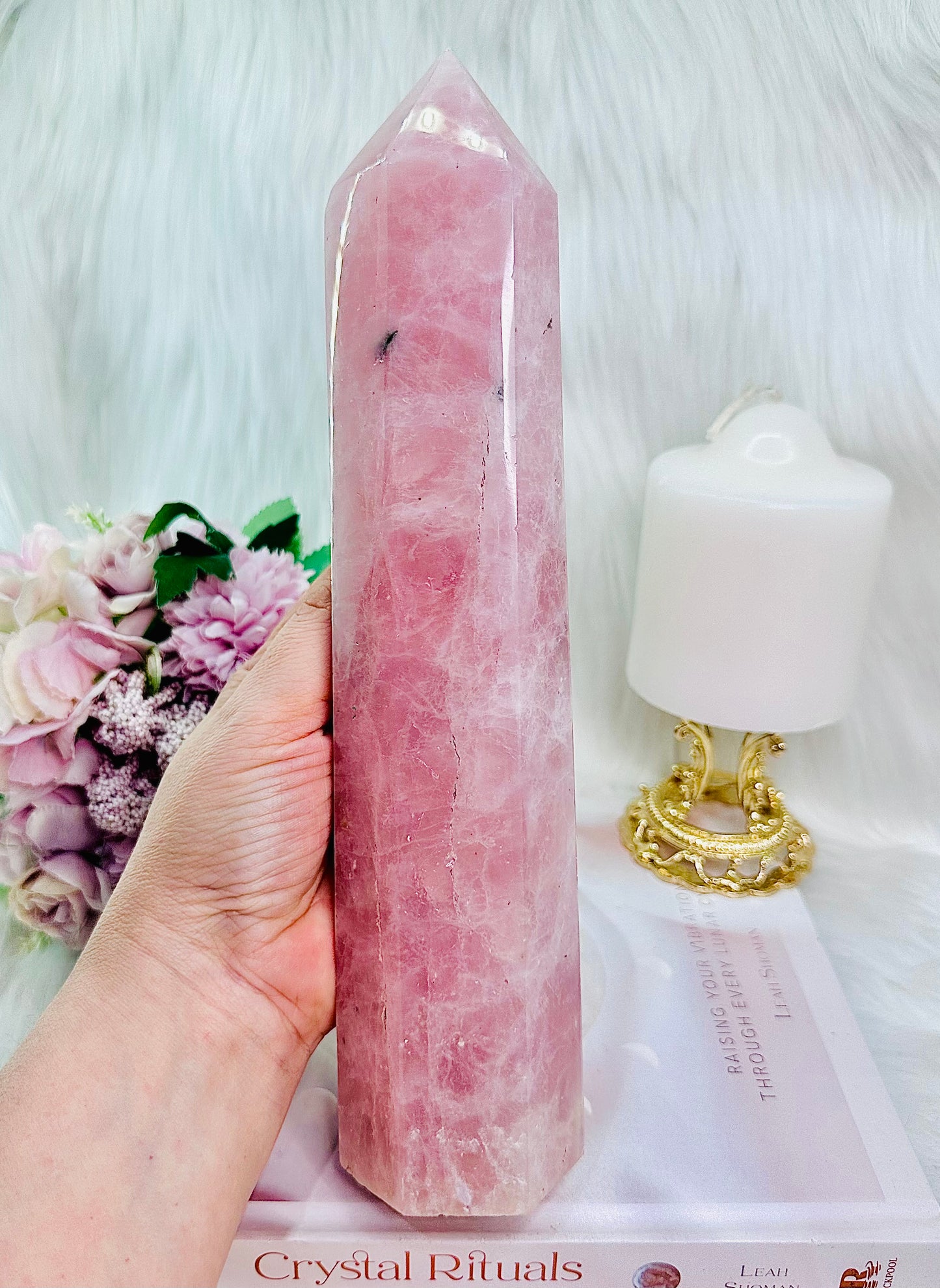 Unconditional Love ~ Fabulous Huge 27cm 1.1KG Chunky Rose Quartz Tower