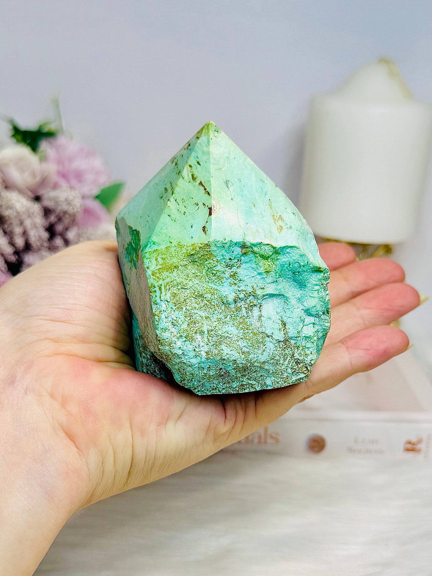 A Rare Stone ~ Chunky Natural Inca Turquoise Carved Freeform | Tower 8cm 334g