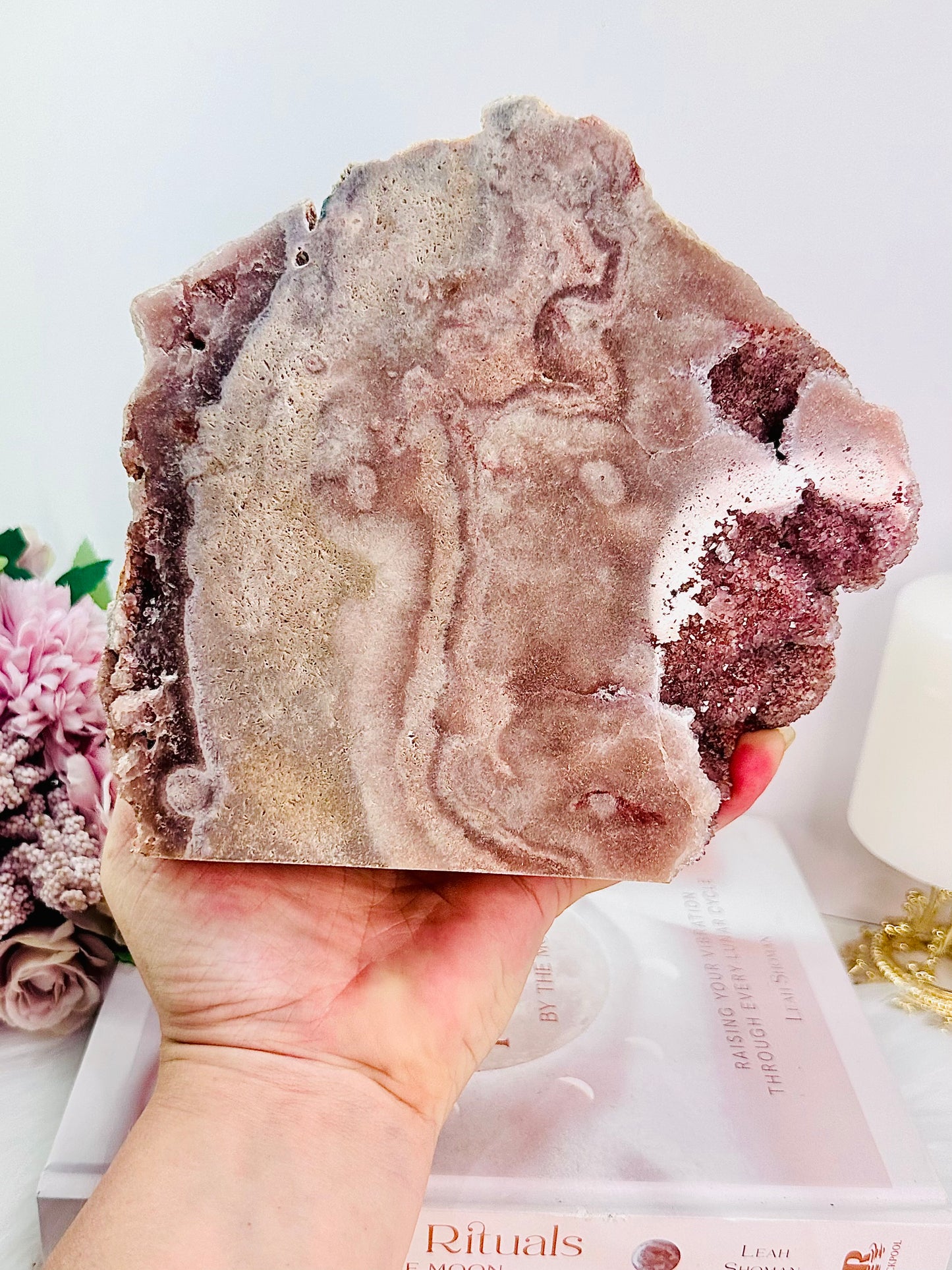 ⚜️ SALE ⚜️ Classy & Fabulous Large 1.04KG Druzy Pink Amethyst Free Standing Slab | Freeform From Brazil