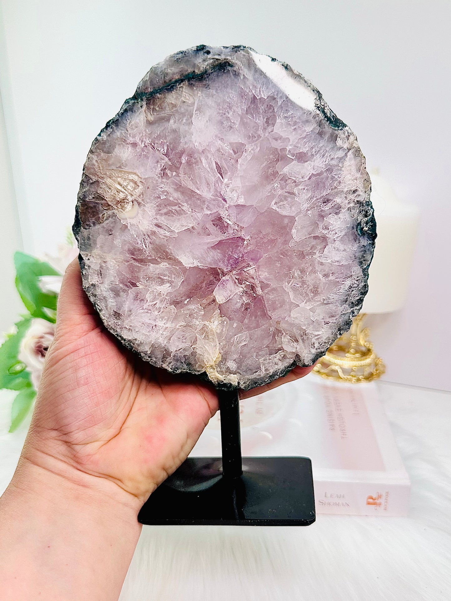 ⚜️ SALE ⚜️ My Beauty!!!! Divinely Stunning Large Chunky 22cm 1.06KG Amethyst Natural Slab On Stand