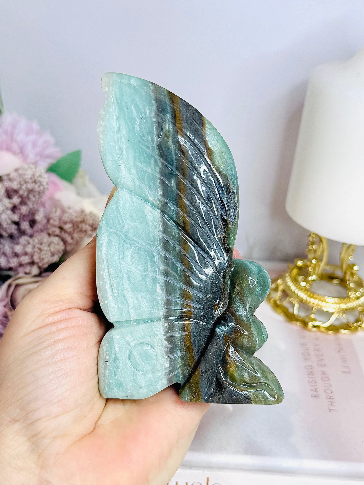 Blue Caribbean Calcite Carved Fairy 12cm