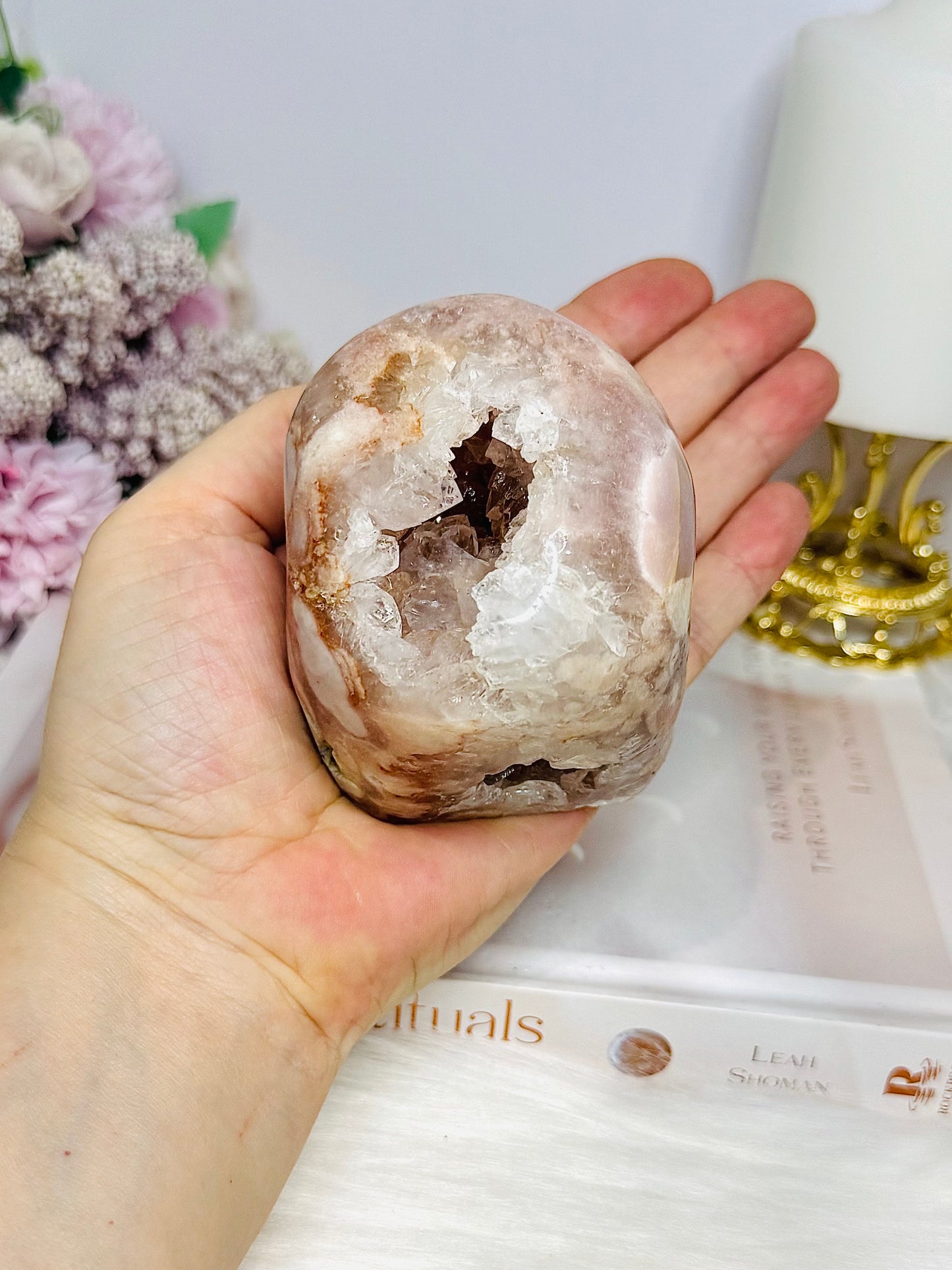 Natural Pink Amethyst Druzy Freeform 451g 7cm