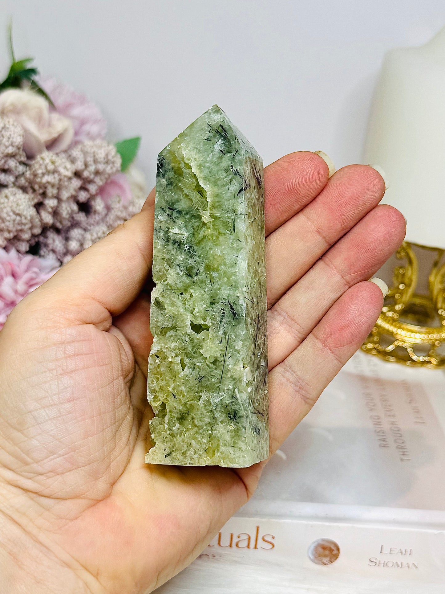 Prehnite Druzy Tower 10cm