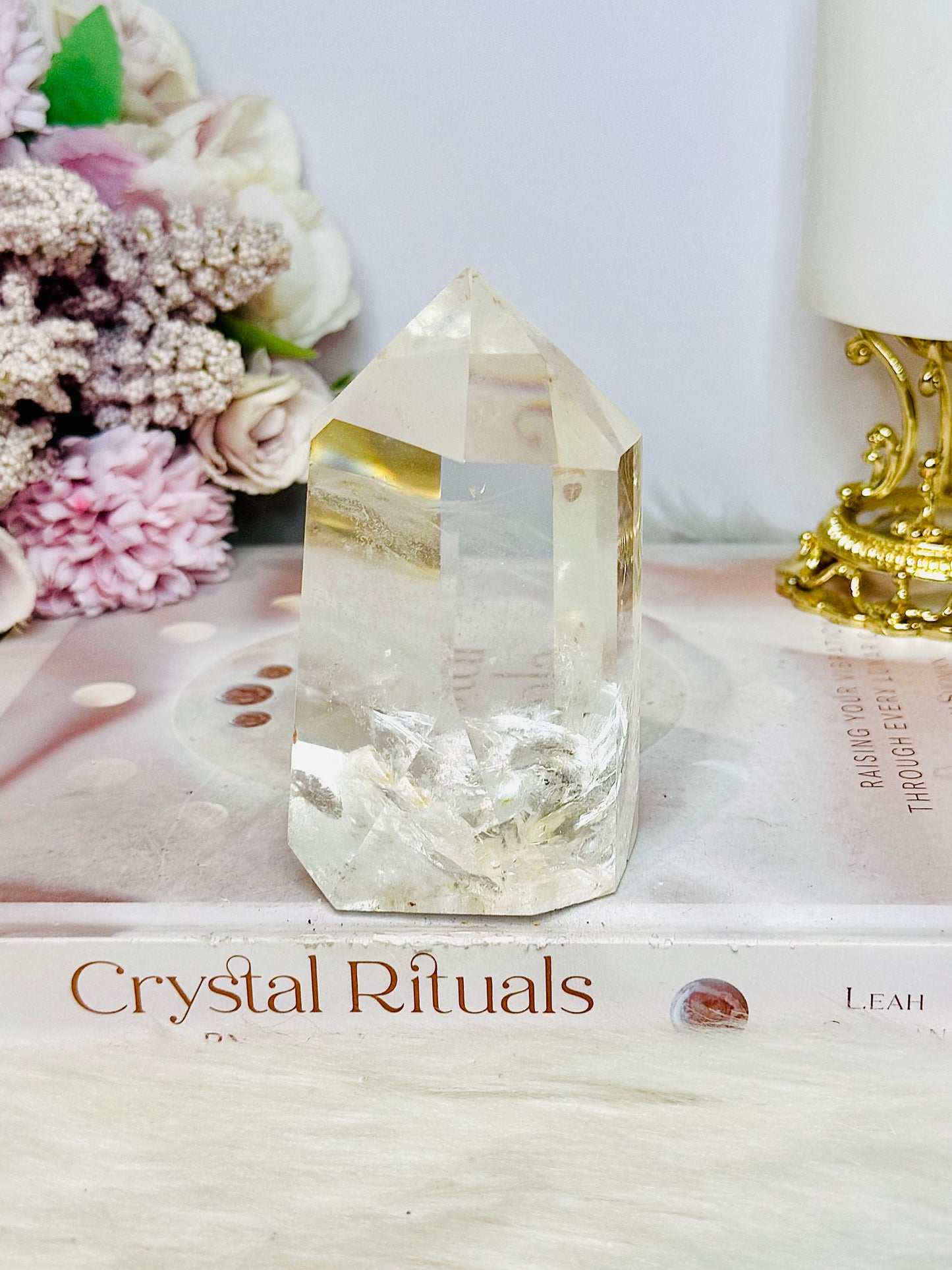 High Grade Clear Quartz Chunky Tower with Rainbows 10cm 324g