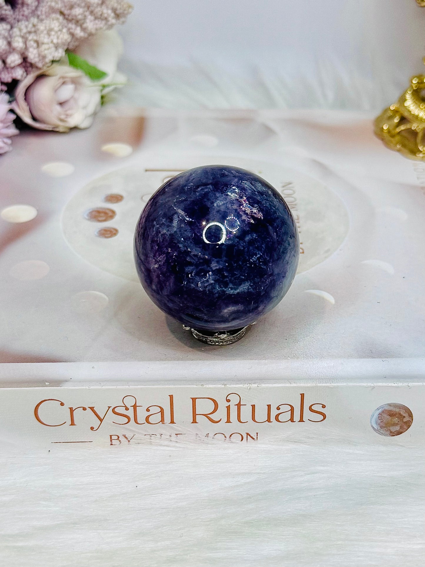 High Grade Fluorite Sphere with Rainbows 145g