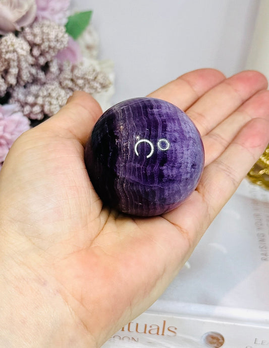 High Grade Purple Fluorite Sphere on Stand 203g