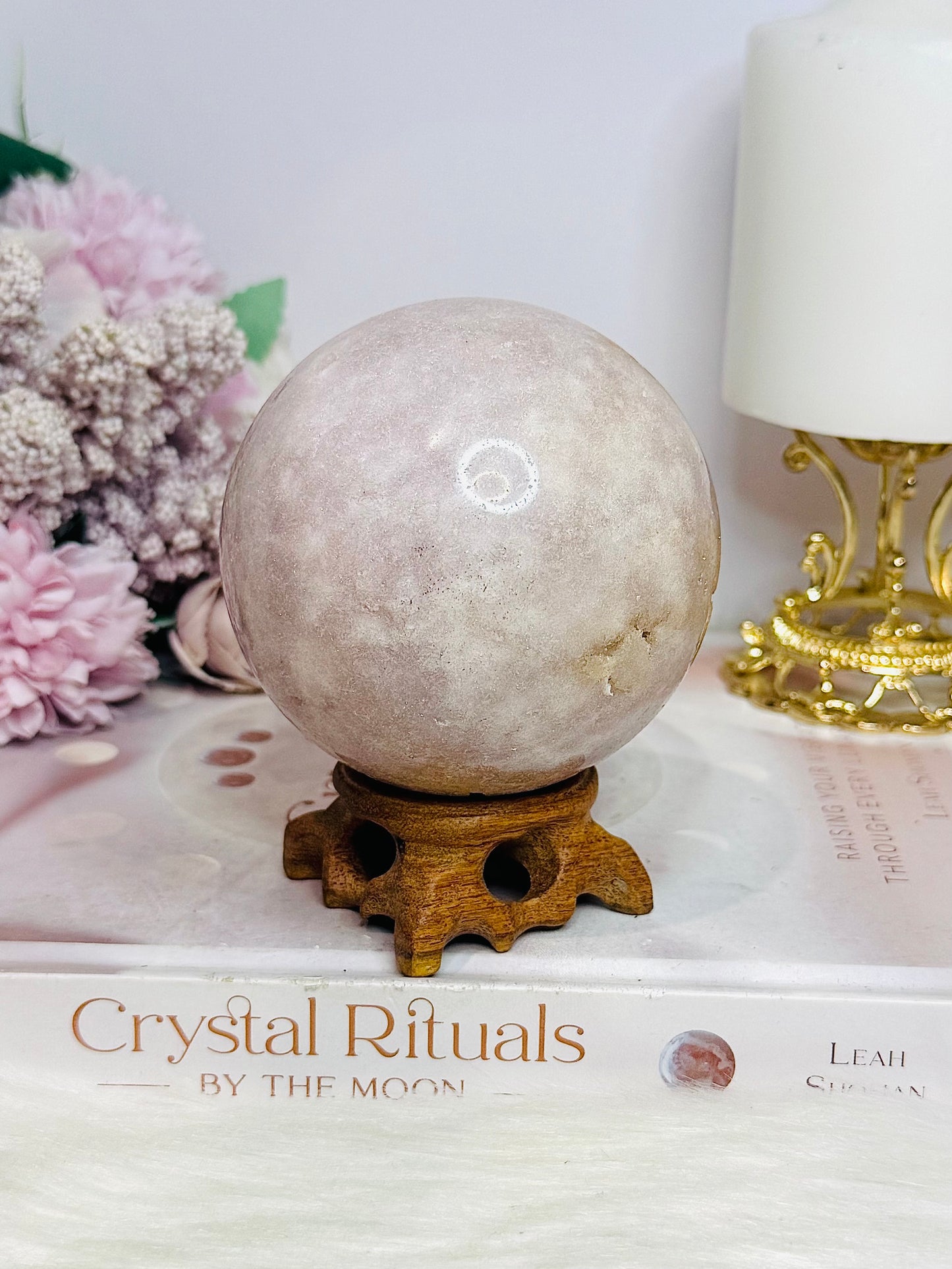 Large Pink Amethyst Druzy Sphere on Stand 610g
