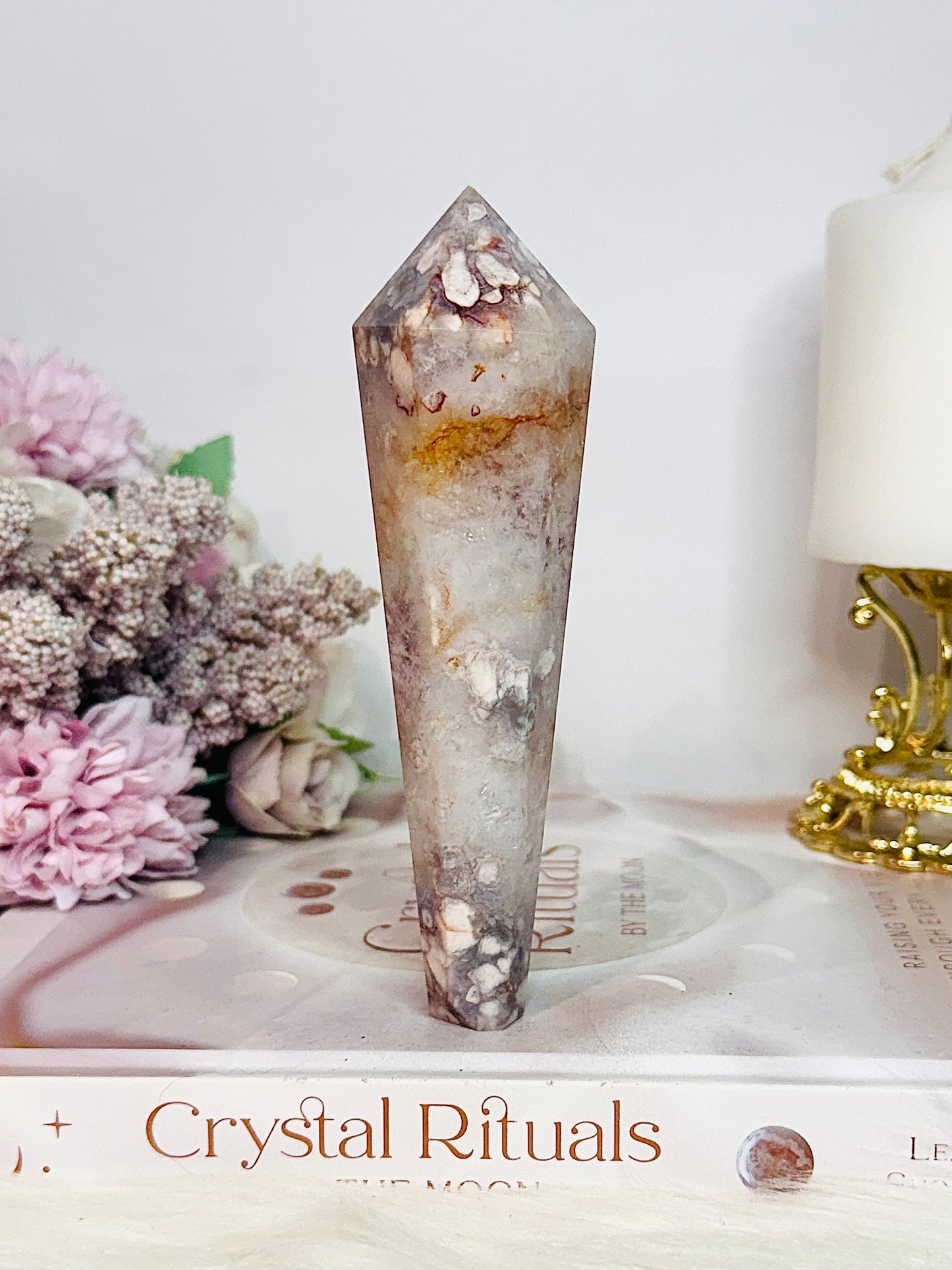 Black Cherry | Flower Agate Wand | Tower 13cm